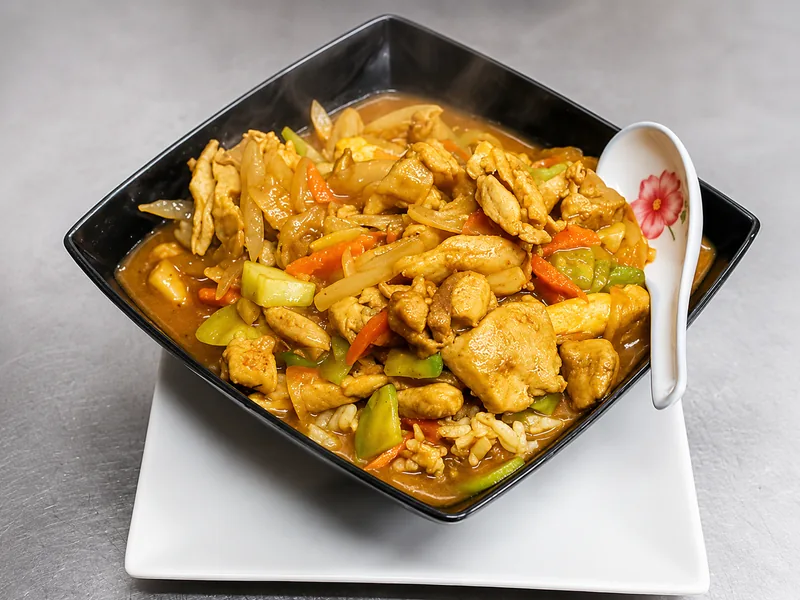 Pollastre al curry amb verdures